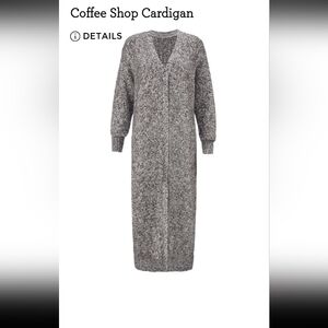 CAbi Coffee Shop Cardigan in Brown With Multi-colors Interwoven. Small